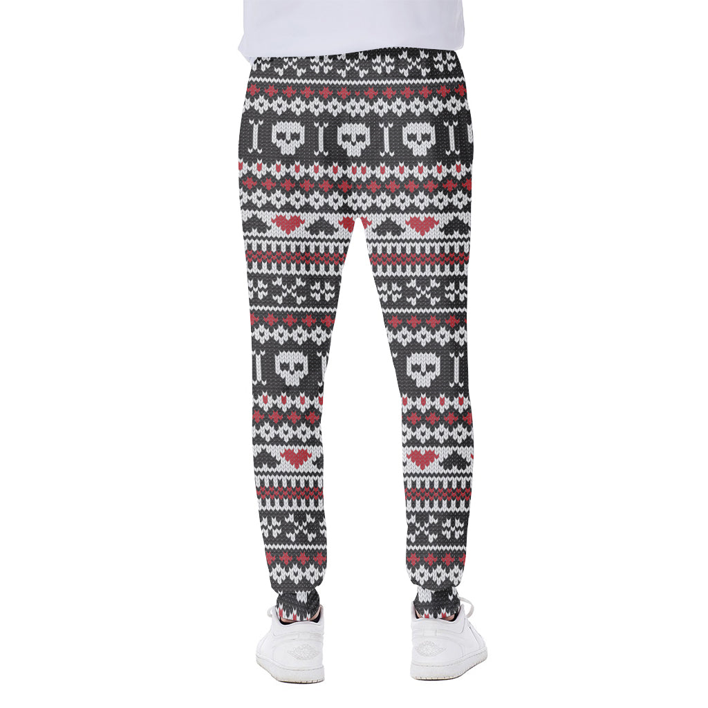 Skull Knitted Pattern Print Scuba Joggers