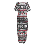 Skull Knitted Pattern Print Short Sleeve Long Nightdress