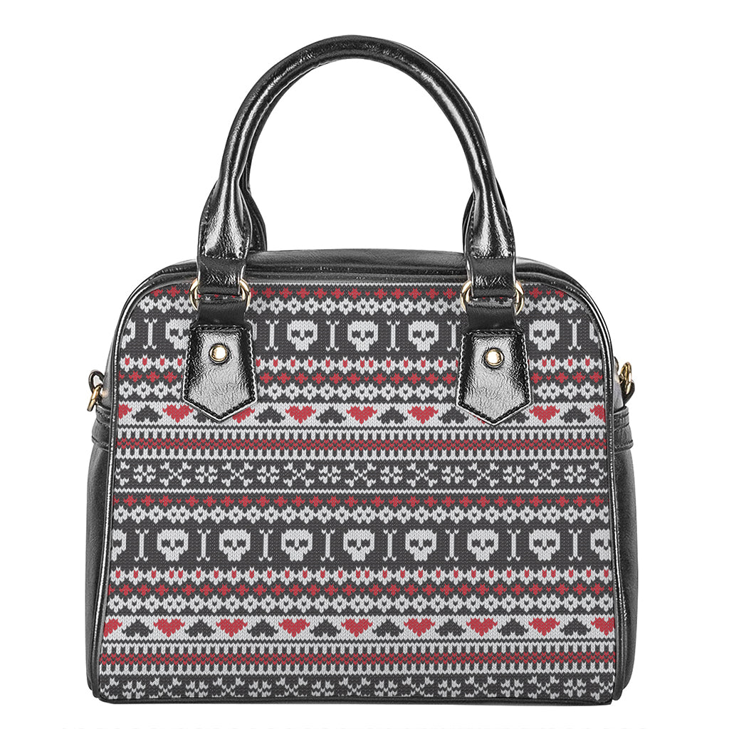 Skull Knitted Pattern Print Shoulder Handbag