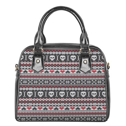 Skull Knitted Pattern Print Shoulder Handbag