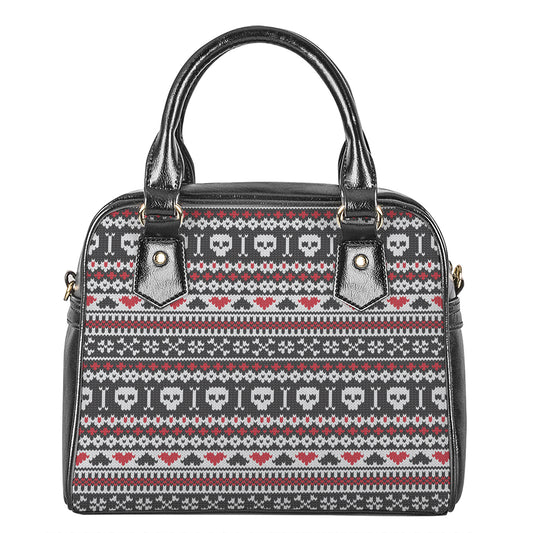 Skull Knitted Pattern Print Shoulder Handbag