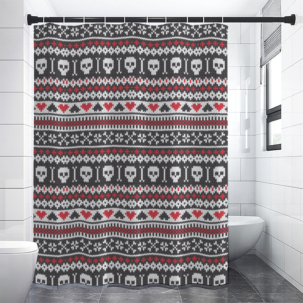 Skull Knitted Pattern Print Shower Curtain