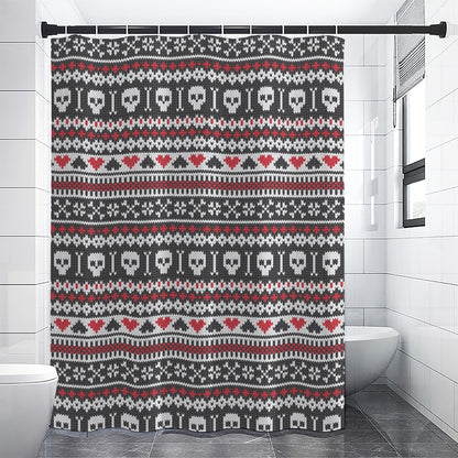 Skull Knitted Pattern Print Shower Curtain