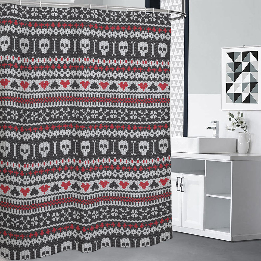 Skull Knitted Pattern Print Shower Curtain