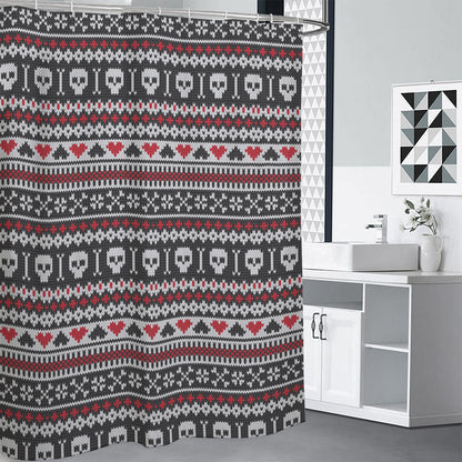 Skull Knitted Pattern Print Shower Curtain