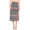 Skull Knitted Pattern Print Side Slit Midi Skirt