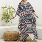 Skull Knitted Pattern Print Silk V-Neck Kaftan Dress