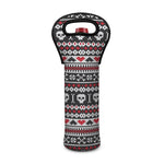 Skull Knitted Pattern Print Single Neoprene Wine Tote