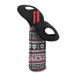 Skull Knitted Pattern Print Single Neoprene Wine Tote