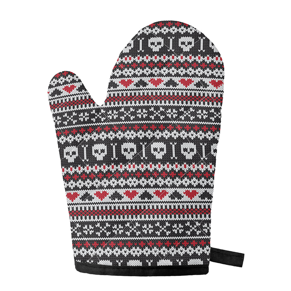 Skull Knitted Pattern Print Single Oven Mitt