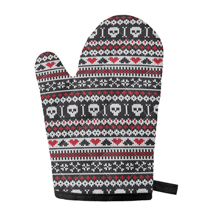 Skull Knitted Pattern Print Single Oven Mitt