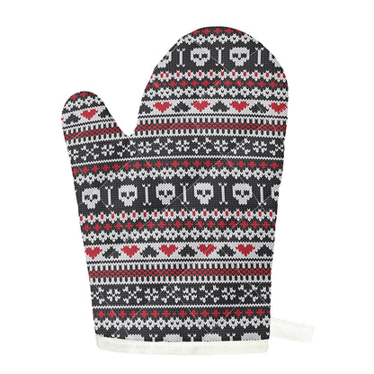 Skull Knitted Pattern Print Single Oven Mitt