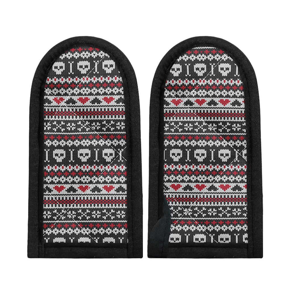 Skull Knitted Pattern Print Skillet Handle Cover