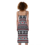 Skull Knitted Pattern Print Slim Fit Midi Cami Dress