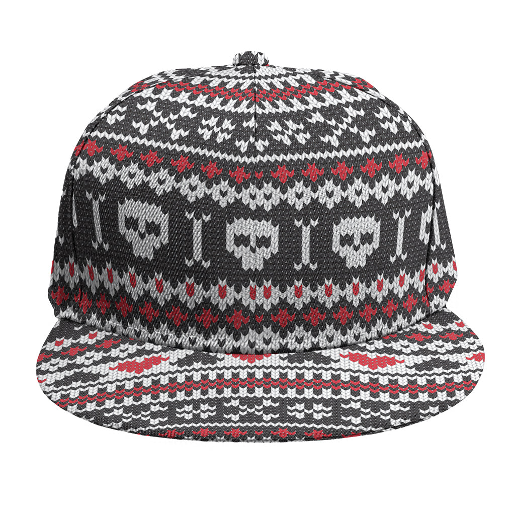 Skull Knitted Pattern Print Snapback Cap