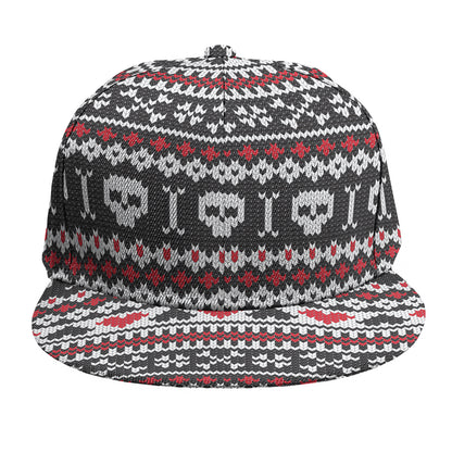 Skull Knitted Pattern Print Snapback Cap