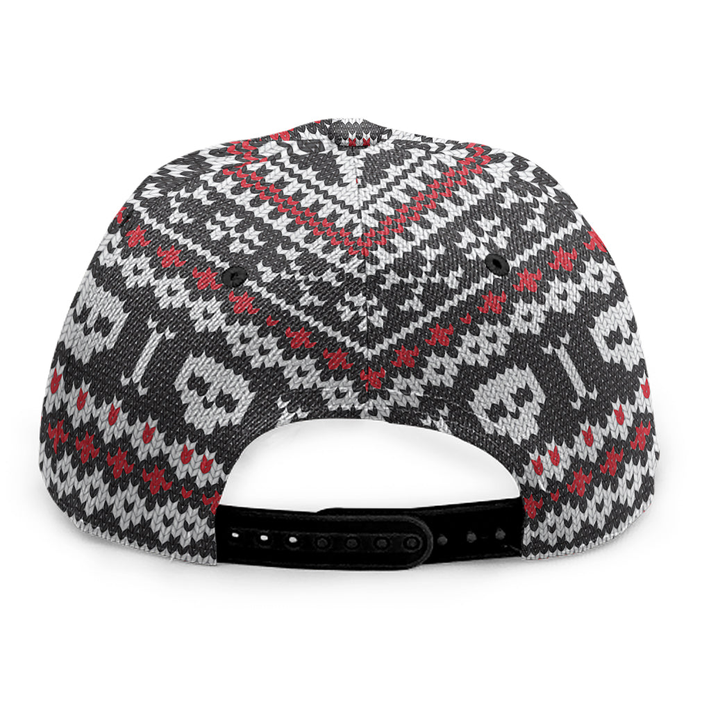 Skull Knitted Pattern Print Snapback Cap