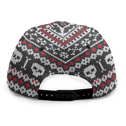 Skull Knitted Pattern Print Snapback Cap