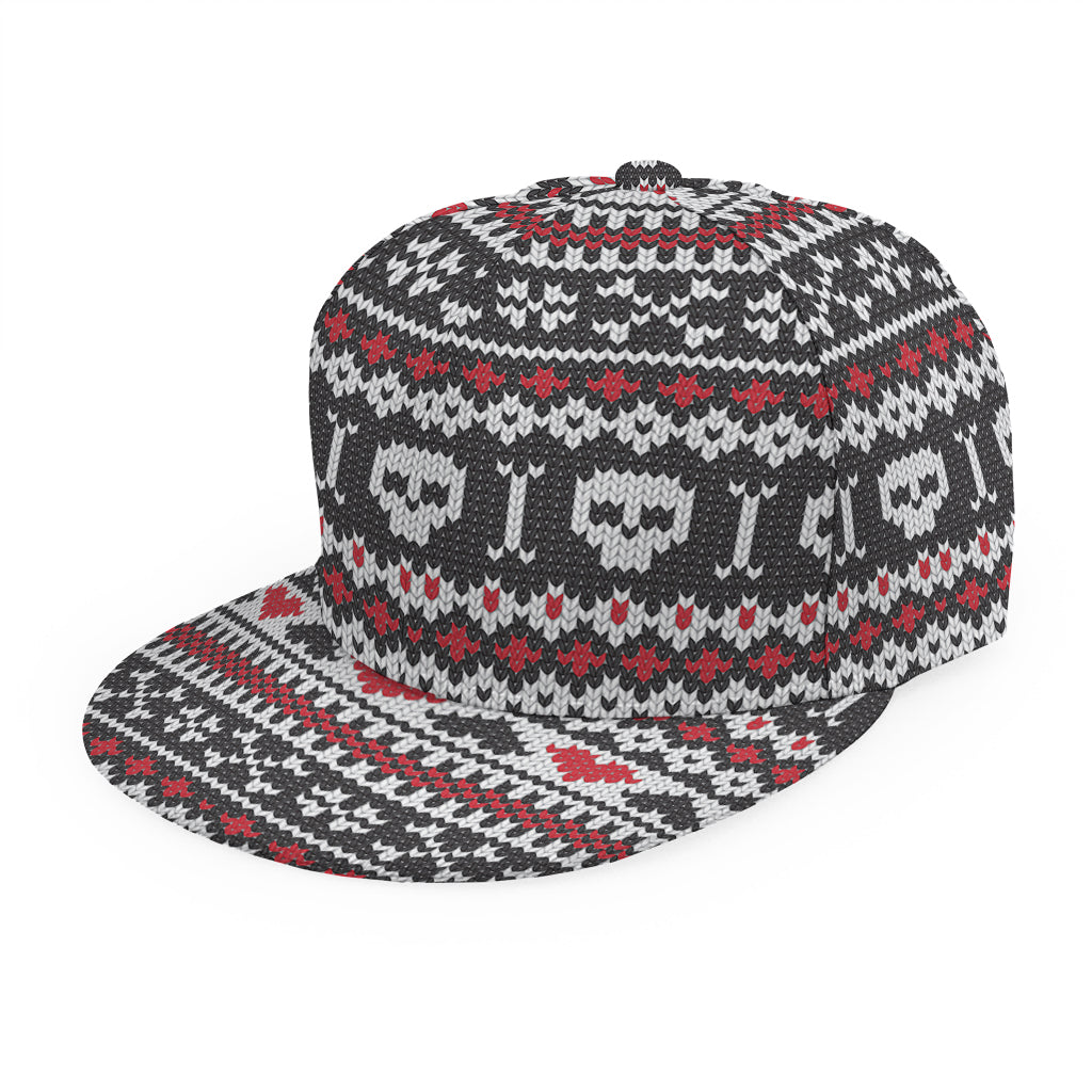 Skull Knitted Pattern Print Snapback Cap