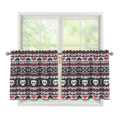Skull Knitted Pattern Print Tier Curtains