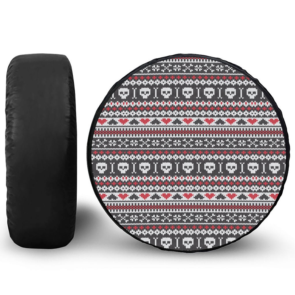 Skull Knitted Pattern Print Tire Cover