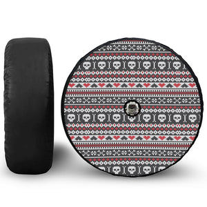 Skull Knitted Pattern Print Tire Cover With Camera Hole