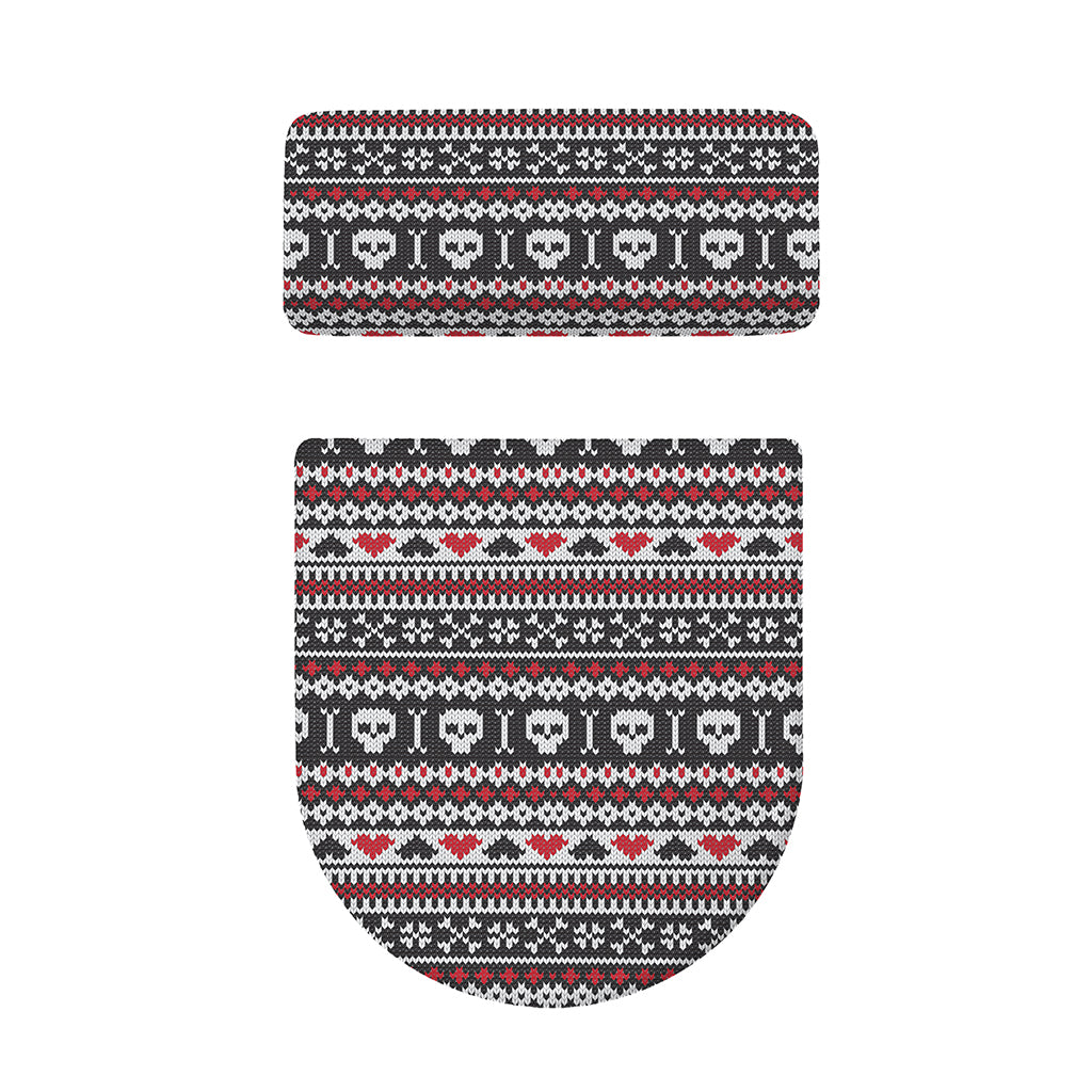 Skull Knitted Pattern Print Toilet Lid And Tank Cover Set