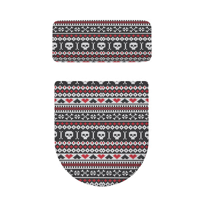 Skull Knitted Pattern Print Toilet Lid And Tank Cover Set