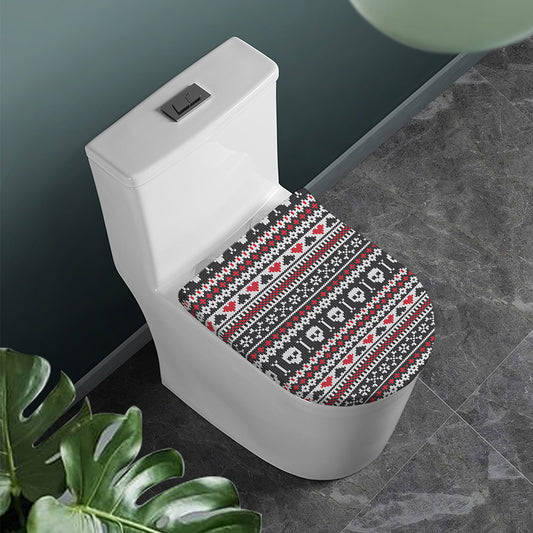 Skull Knitted Pattern Print Toilet Lid Cover