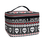 Skull Knitted Pattern Print Travel Makeup Bag