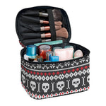 Skull Knitted Pattern Print Travel Makeup Bag