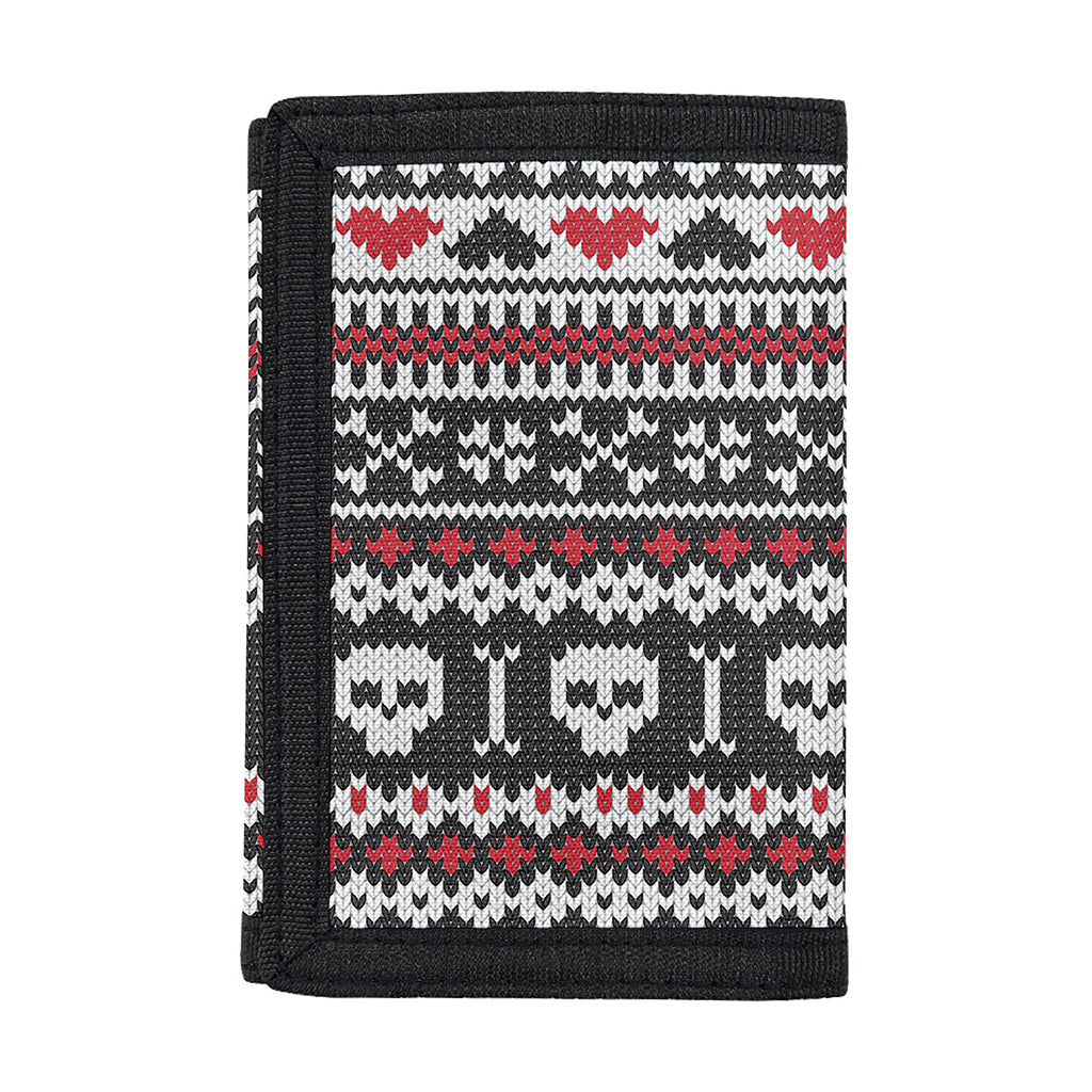 Skull Knitted Pattern Print Trifold Wallet