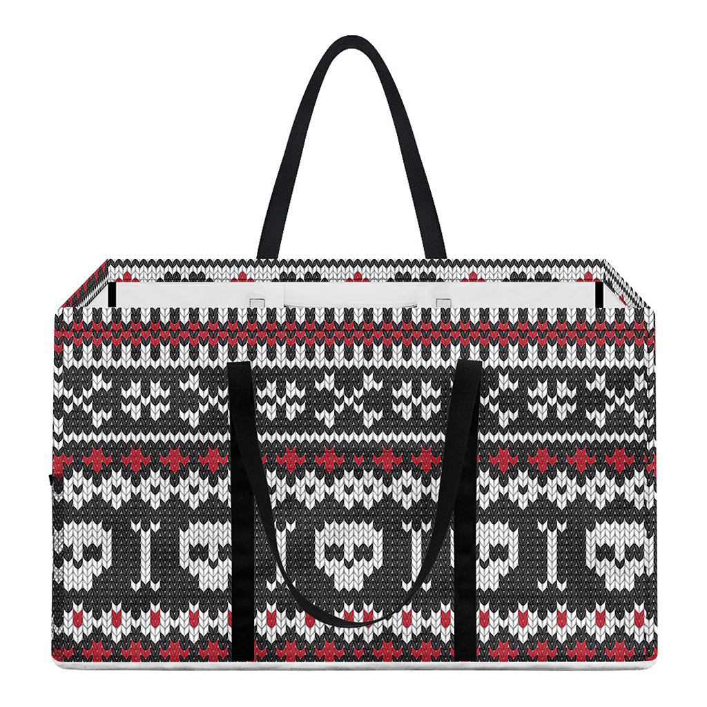 Skull Knitted Pattern Print Utility Tote Bag