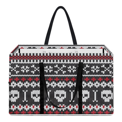 Skull Knitted Pattern Print Utility Tote Bag