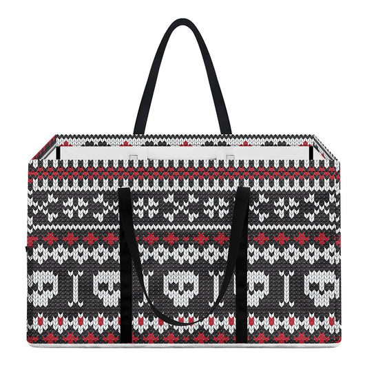 Skull Knitted Pattern Print Utility Tote Bag