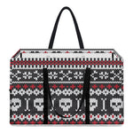 Skull Knitted Pattern Print Utility Tote Bag