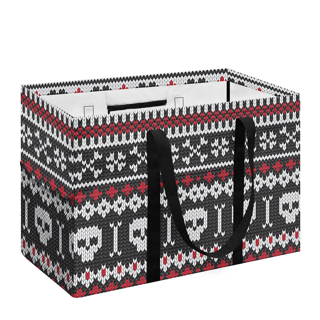 Skull Knitted Pattern Print Utility Tote Bag