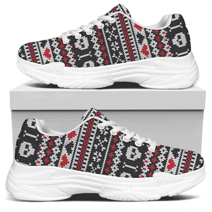 Skull Knitted Pattern Print White Chunky Shoes