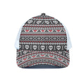 Skull Knitted Pattern Print White Mesh Trucker Hat