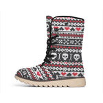 Skull Knitted Pattern Print Winter Boots