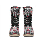 Skull Knitted Pattern Print Winter Boots