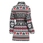 Skull Knitted Pattern Print Women's Bathrobe
