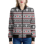 Skull Knitted Pattern Print Women's Bomber Jacket