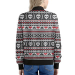 Skull Knitted Pattern Print Women's Bomber Jacket