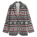 Skull Knitted Pattern Print Women's Cotton Blazer