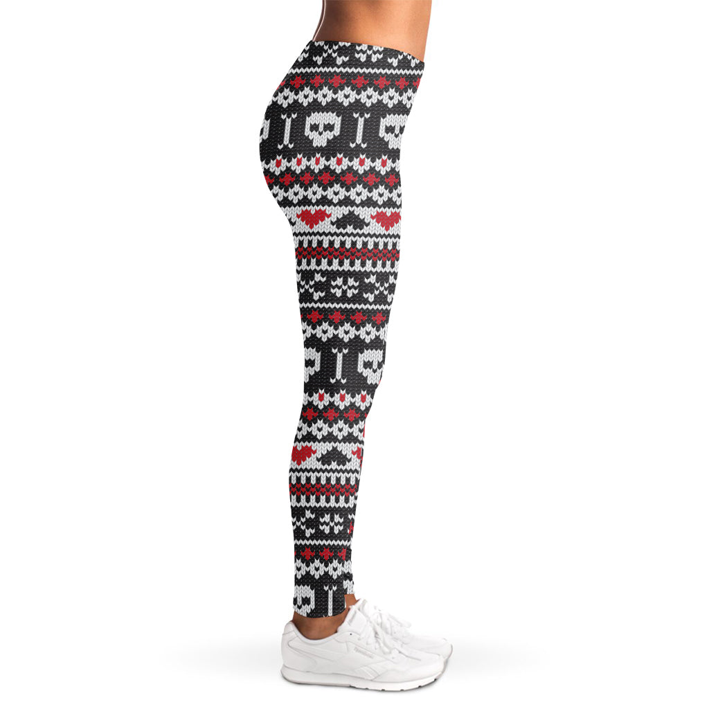 Skull Knitted Pattern Print Women's Leggings