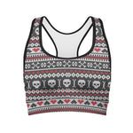 Skull Knitted Pattern Print Women's Sports Bra