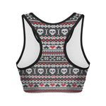 Skull Knitted Pattern Print Women's Sports Bra