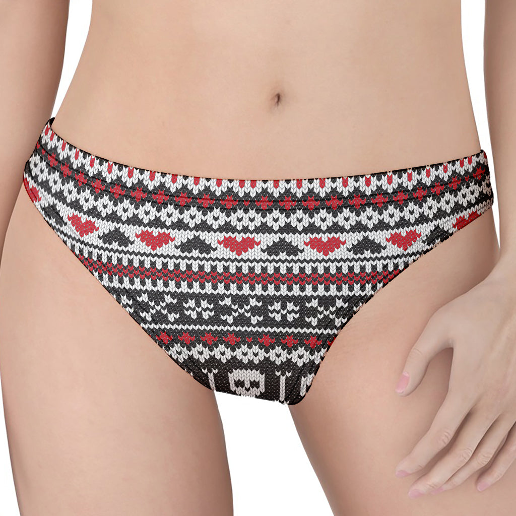 Skull Knitted Pattern Print Women's Thong