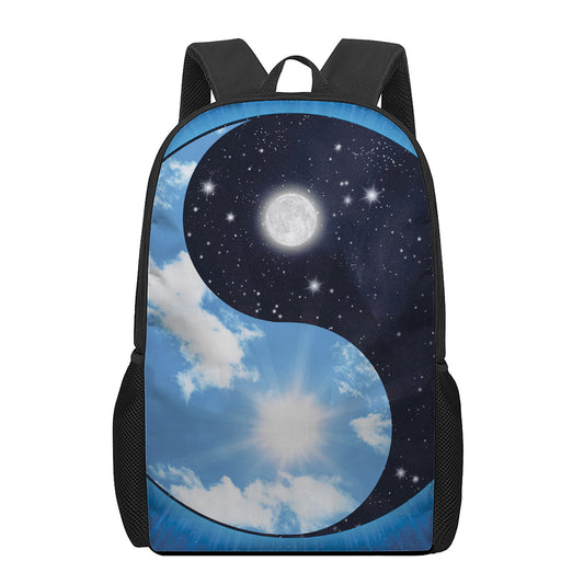 Sky And Space Yin Yang Print 17 Inch Backpack